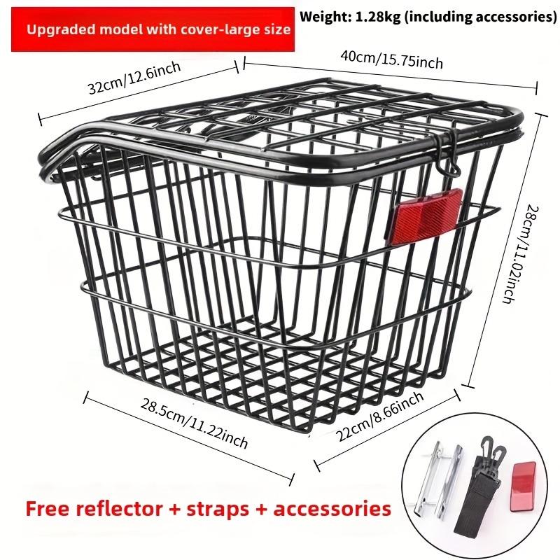 Large Capacity Rear Bicycle Basket, Universal Mount Bike Cargo Carrier for Mountain Bikes, City Bikes, and E-Bikes