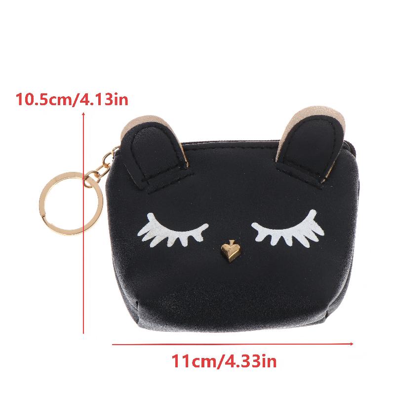 Mini Cute Cat Wallet Keychain Cartoon Lipstick Bag Fashion Earphone Keys Storage Bags Zipper Coin Purse Pendant Girls Gift
