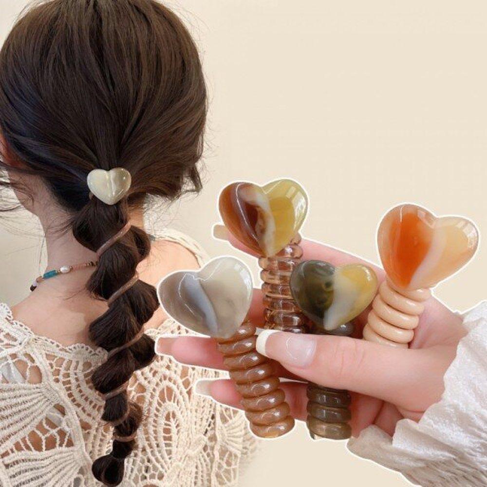 

Мно сердце телефонная линия пружинка резинка для волос твист резинка для волос проволочная резинка для волос эластичное кольцо для волос Marble Brown