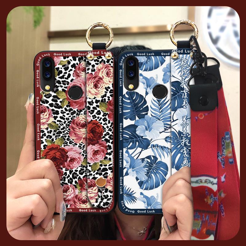 Shockproof Wrist Strap Phone Case For UMIDIGI Power Elderly Lady Protective Soft Case Kickstand Chinese Style Lanyard