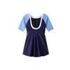 Anta SS23 Little Waist Series Logo Print Round Neck Pullover Short Sleeve Swim Dress Women Swimwear Light-Blue 1823531420-2
