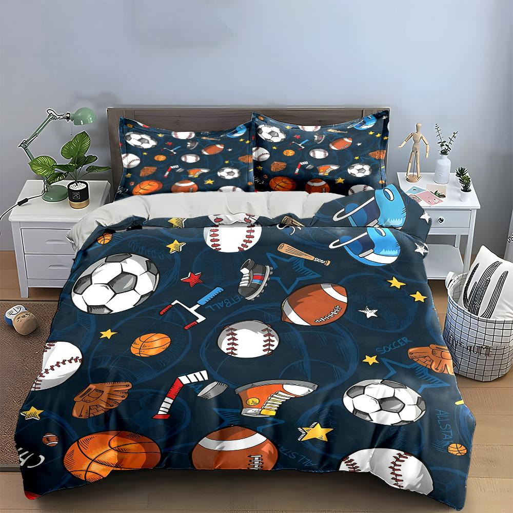 Sports-Themed Accessories For Kids Kid'S And Adults' Bedroom Decor, Exquisite Three-Piece Bedding Set Gift