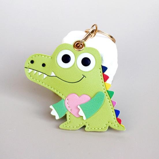 Keychain Pendant Cartoon Little Crocodile Key Holder Imitation Leather Access Card Cover Bag Charm Decorative Keychain Accessory
