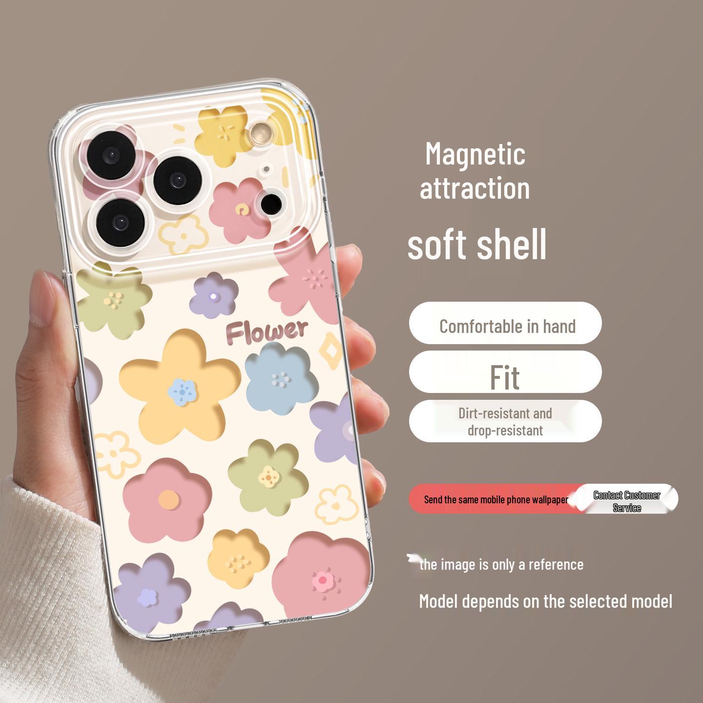 

Floral Magnetic Stand Phone Case for iPhone 16/17 Pro Max, Summer 15/14 Cover 11 Pro