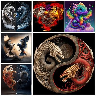 1 Stück DIY 5D-Diamantgemälde, Drachen-Diamantgemälde, handgefertigtes Heimgeschenk, rahmenlos, 30 x 30 cm, handgefertigte Heimdekorationsgeschenke