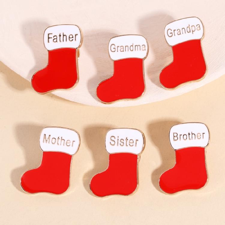 Family Brooch Lapel Pin Christmas Sock New Year for Parties and Weddings