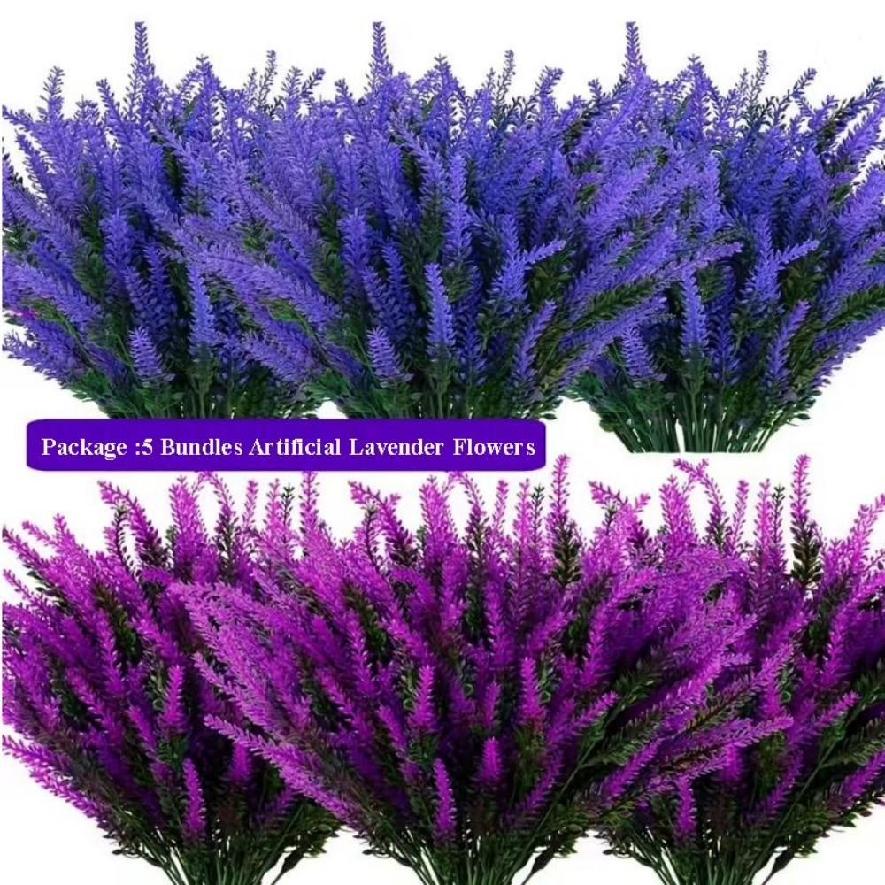 5 Bundles 5 Heads Artificial Lavender Flowers 36cm 7 Colors Outdoors Garden Lavender Flowers Outdoor Plants Wedding Decor