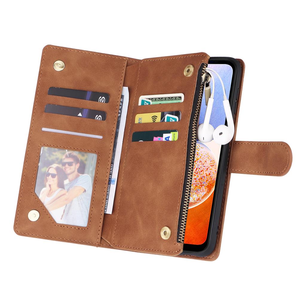 For Samsung Galaxy A54 5G Case Multiple Card Slots PU Leather Zipper Phone Cover