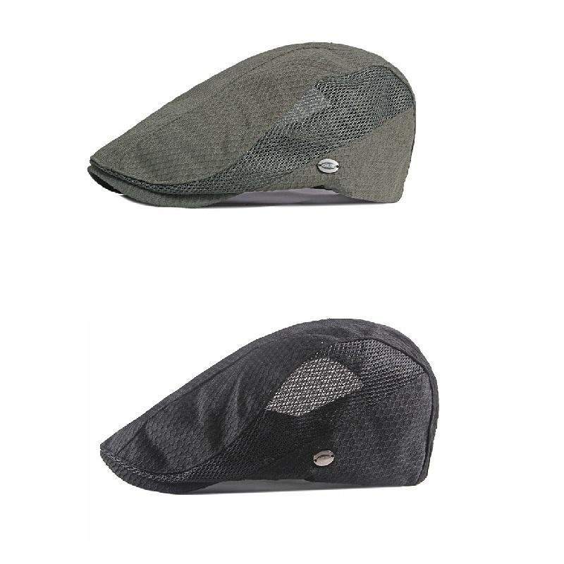 Men Women Breathable Mesh Summer Hat Newsboy Beret Ivy Cap Cabbie Flat Cap Adjustable Vintage Style