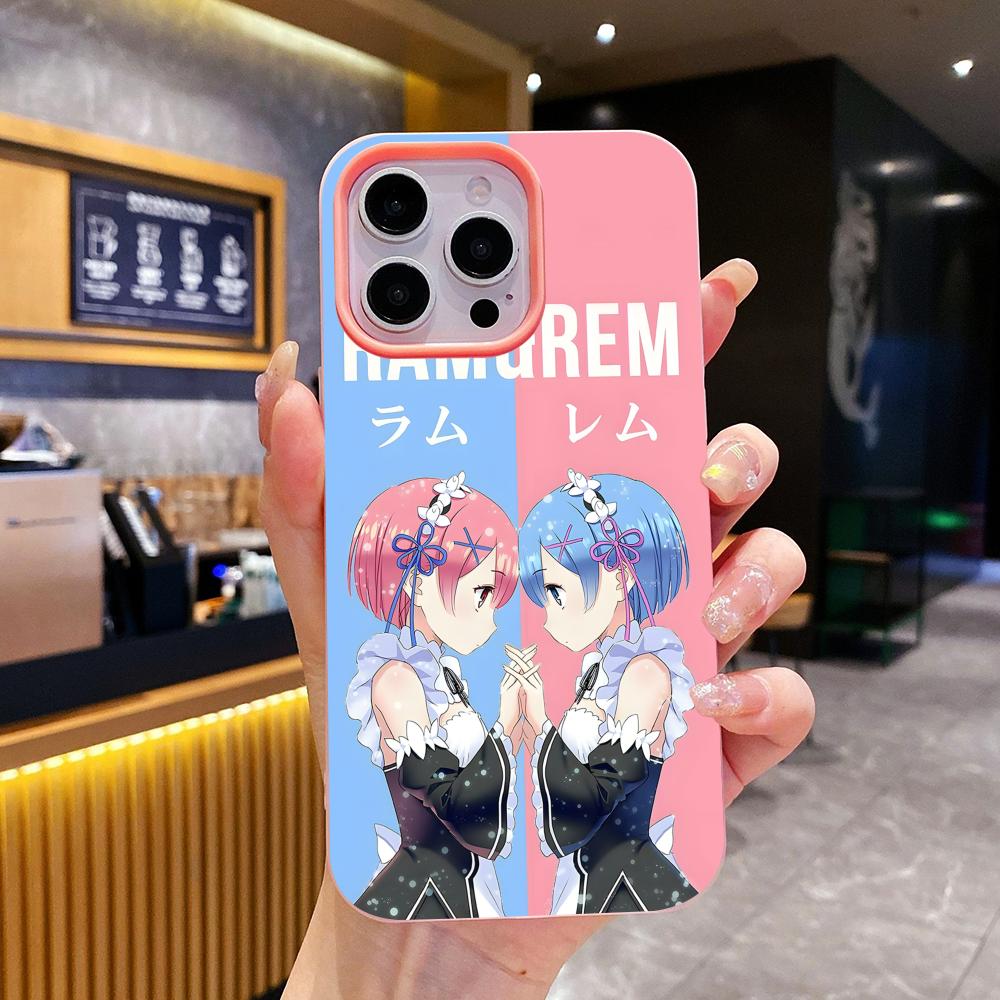 ReZero Rem Ram Jelly Double layer Pink Mobile Phone Case for iPhone 17 16 15 14 13 12 11 Air Pro Max Plus Protective