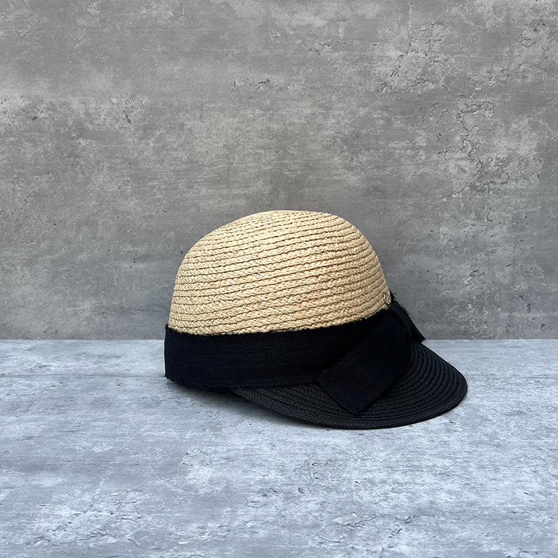 25 Sweet And Cool Face Small Raffia Cap Versatile Bow Straw Hat Women'S Niche Summer Travel Equestrian Hat