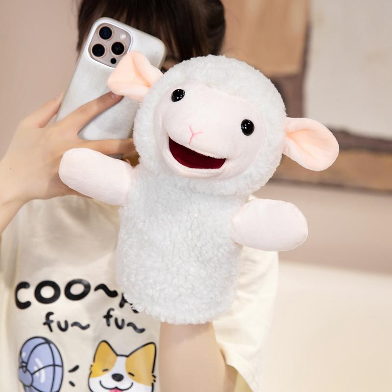 Plüsch Grasland Tier Cartoon Handpuppe Kawaii Ziege Lamm Alpaka Plüschtier Interaktives Requisit Geschichte Erzählen Früherziehung Geschenk