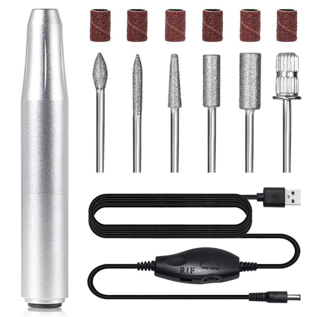 Electric Nail Drill Professional USB Portable Nail Drill Pen Low Voice Nail File for Acrylic Gel Nails Manicure Salon Use