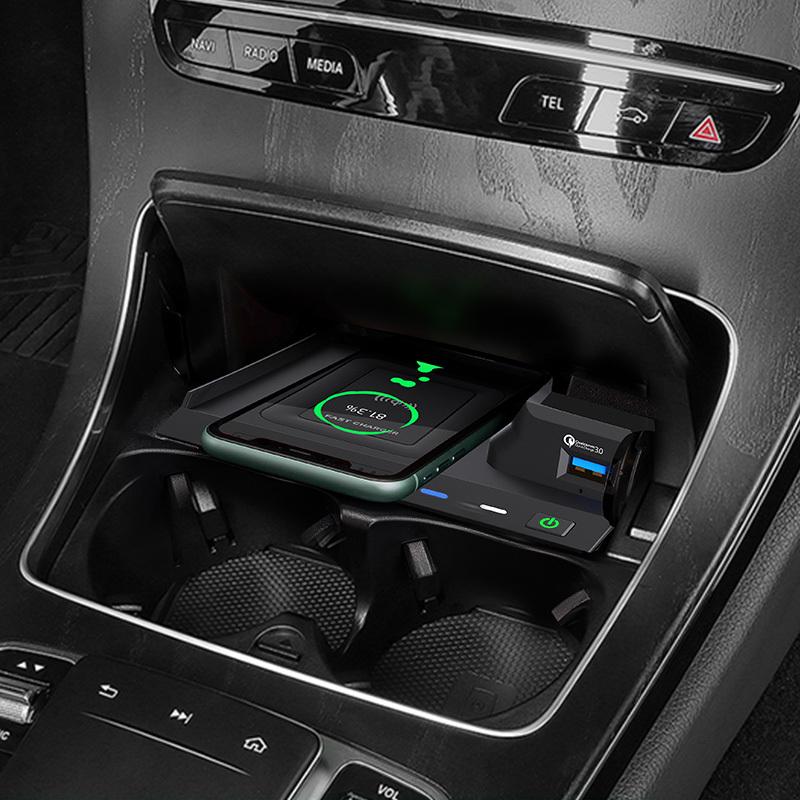 15W Car Wireless Charging Phone Charger for Mercedes Benz W205 AMG C43 C63 AMG GLC 43 C63 X253 C Class Accessories