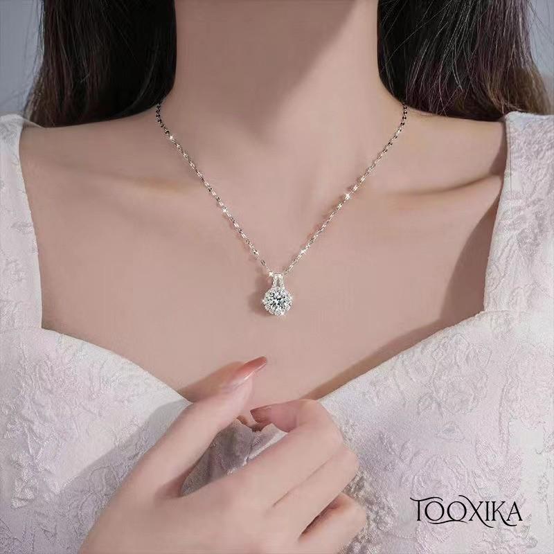 

Tooxika S925 стерлингового серебра, светлое роскошное ожерелье из муассанита, женское вибрато, цепочка на ключицу с подсолнухом, нишевый дизайн