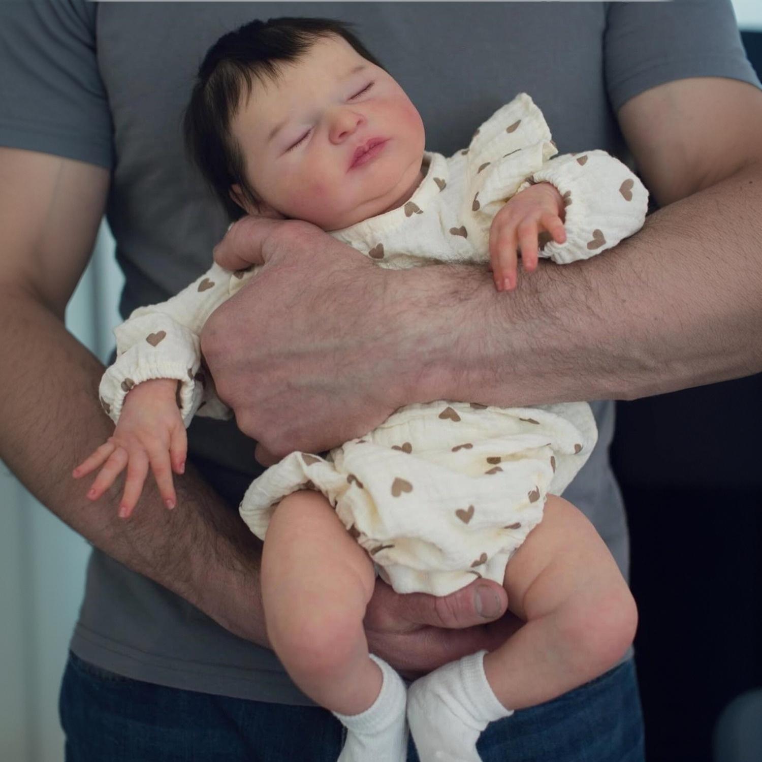 

BZDOLL Тканевое тело Виниловые конечности 50 СМ 3D-роспись с видимыми венами Спящая кукла Реборн Игрушка для девочки Реалистичная кукла Ручная работа Прекрасный подарок на день рождения sleeping doll