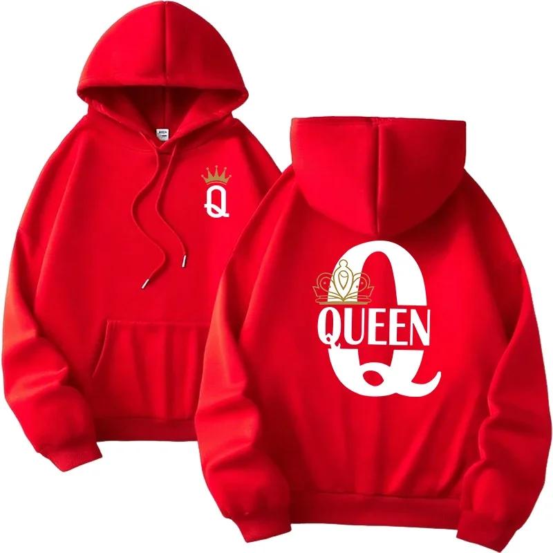 Hot Sales Mens Womens Hoodies King Queen Printing Sweatshirts Versatile Casual Couple's Clothing Daily Pullover Fall Winter Y2k
