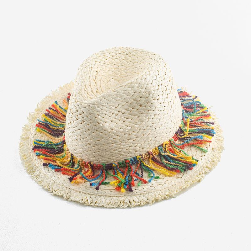 Summer Visor Jazz Straw Hat Broken Grass Edge Parent-child Hat Seaside Beach Hat Ethnic Style Big Edge Hat Children