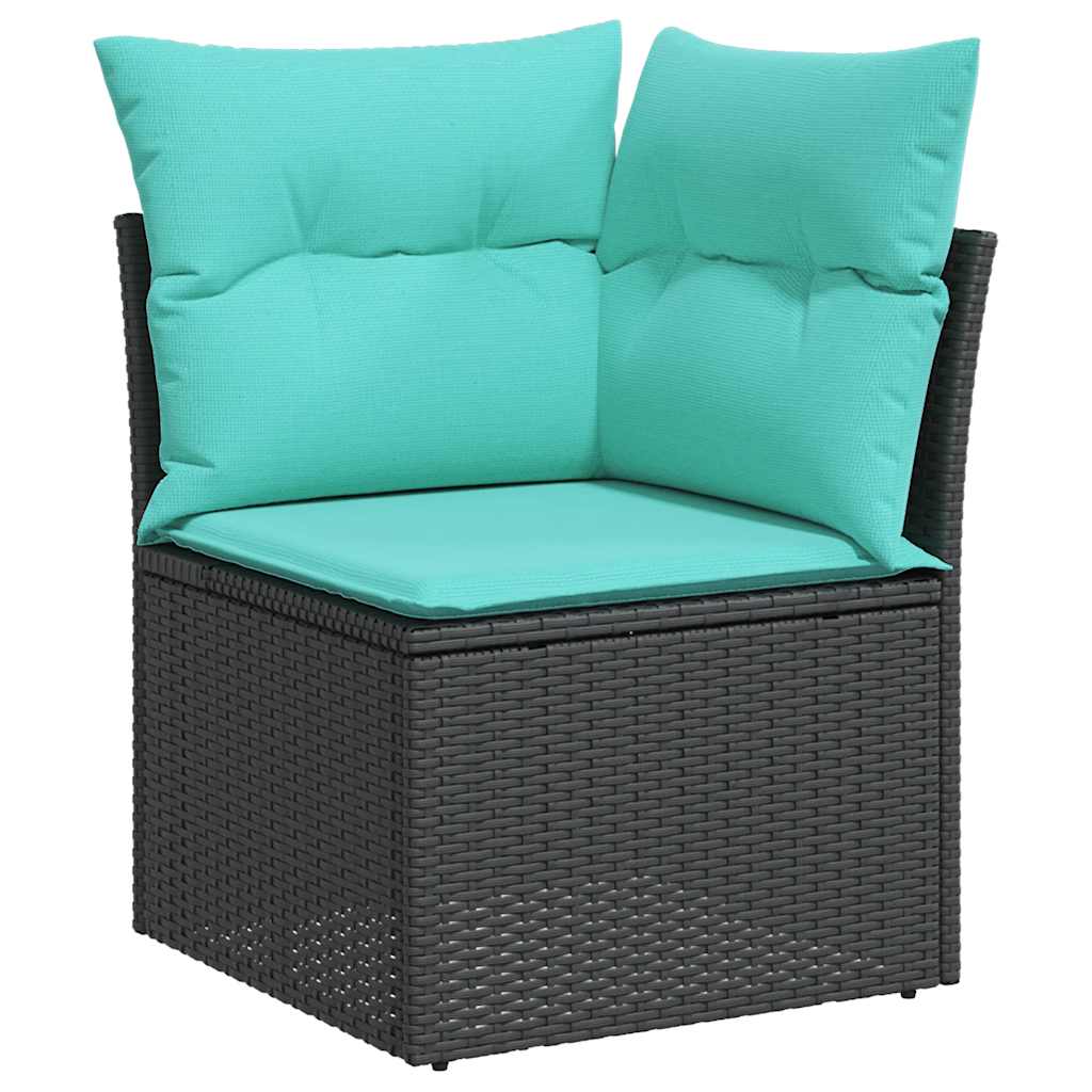 vidaXL 6 Piece Garden Sofa Set with Cushions Black Poly Rattan