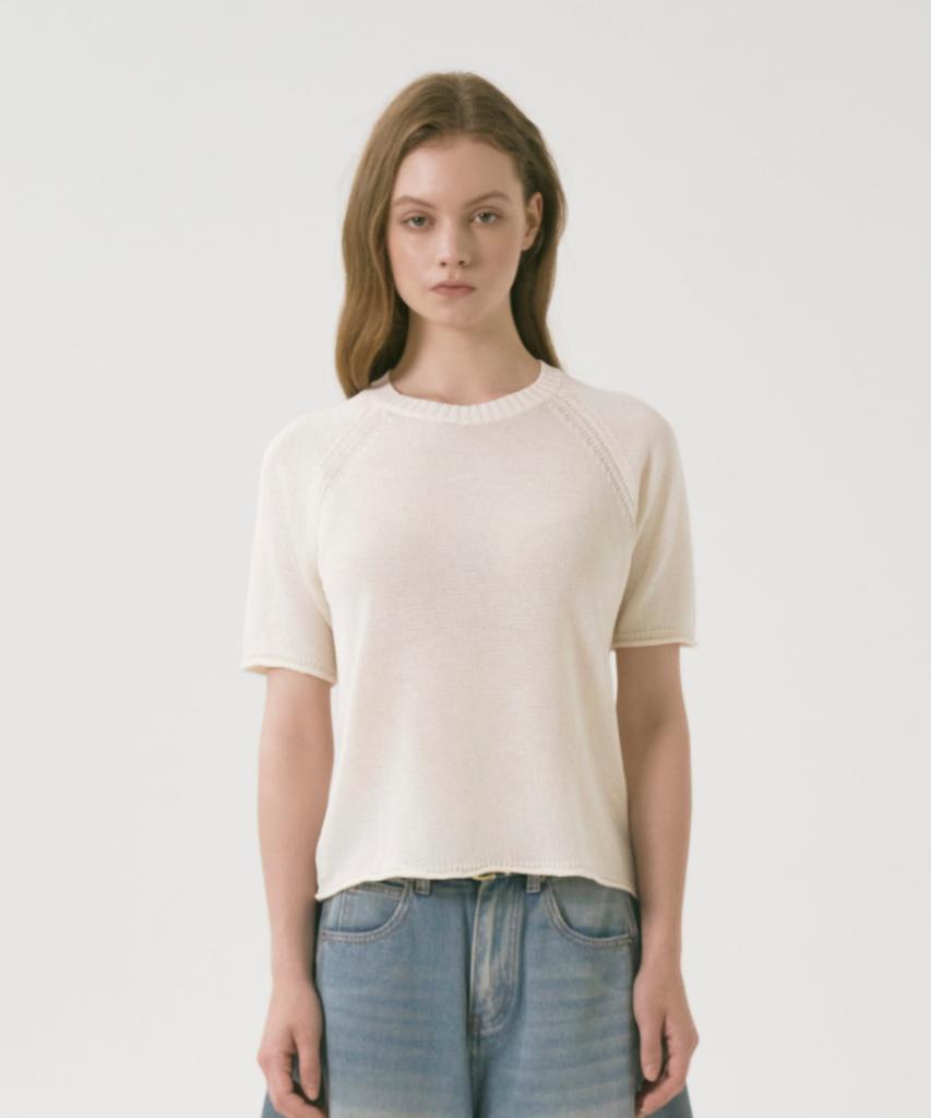 OCCUR Hanji Cooling Round Short Sleeve Knit, Ivory