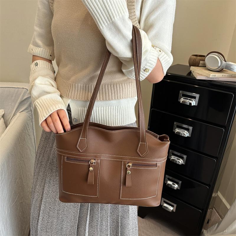Wind Solid Color Messenger Bag New Fashion Shoulder Bag Commuting Versatile Large Capacity Tote Bag
