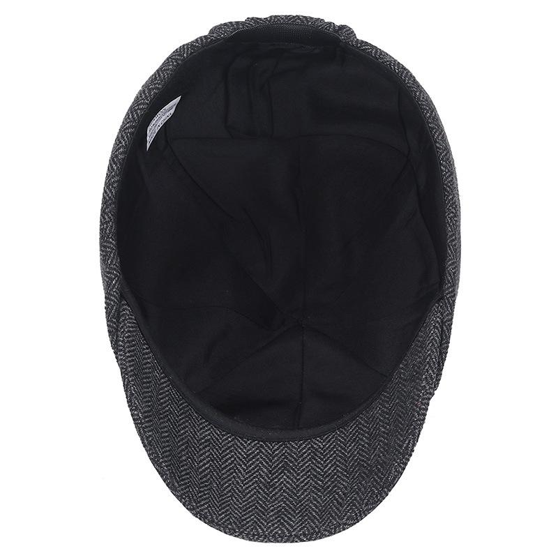 New Vintage Wool Tweed Navy Blue Herringbone Newsboy Cap Unisex 8-Quarter Panel Style Flat Caps Women Driver Beret Shelby Hat