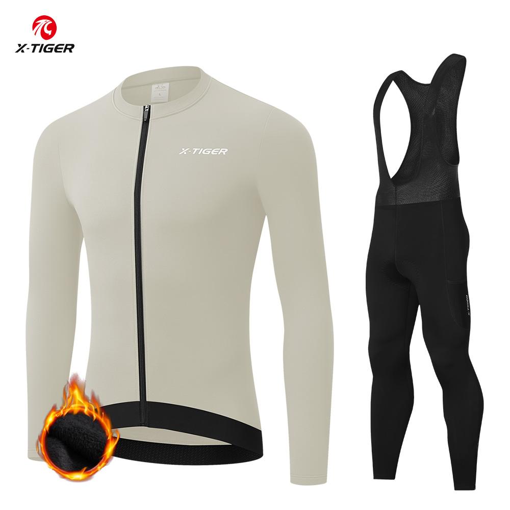 2026 Winter Velvet Warm Cycling Clothing Suit Set Winter Cycling Jersey Bib Pants Set Men Long Sleeve Bicicleta Set MTB Road Bike Clothing Suit