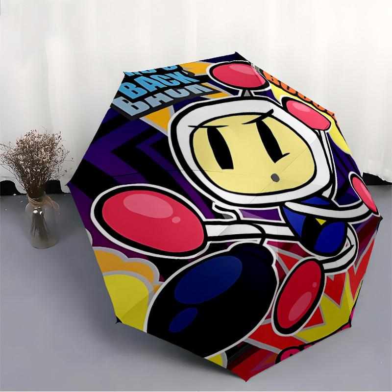 1pc Bomberman Gaming Automatic Open/Close Umbrella - Compact Travel Umbrella, Perfect for Women & Men - Ideal Birthday/Christmas Gift, 186