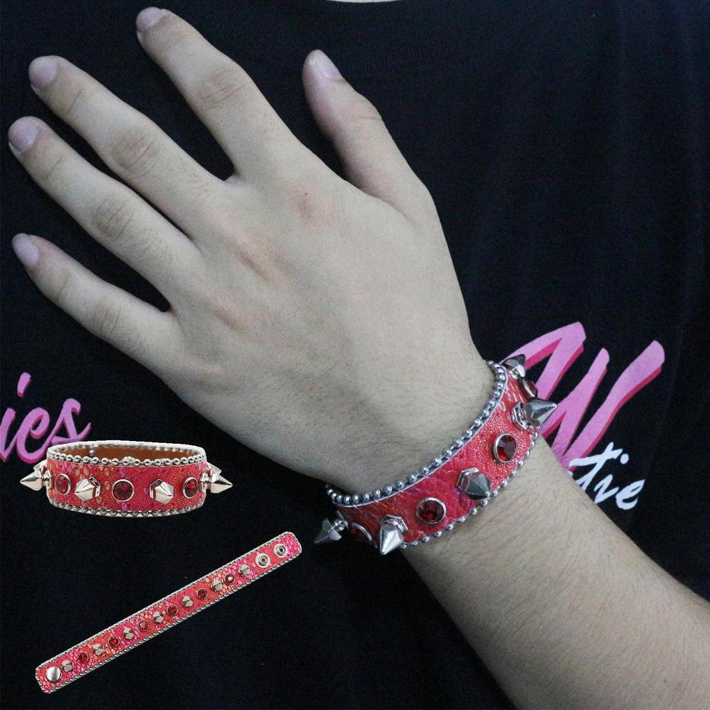 Y2K Gothic Punk Rhinestone Studded Leather Bracelet Wristband