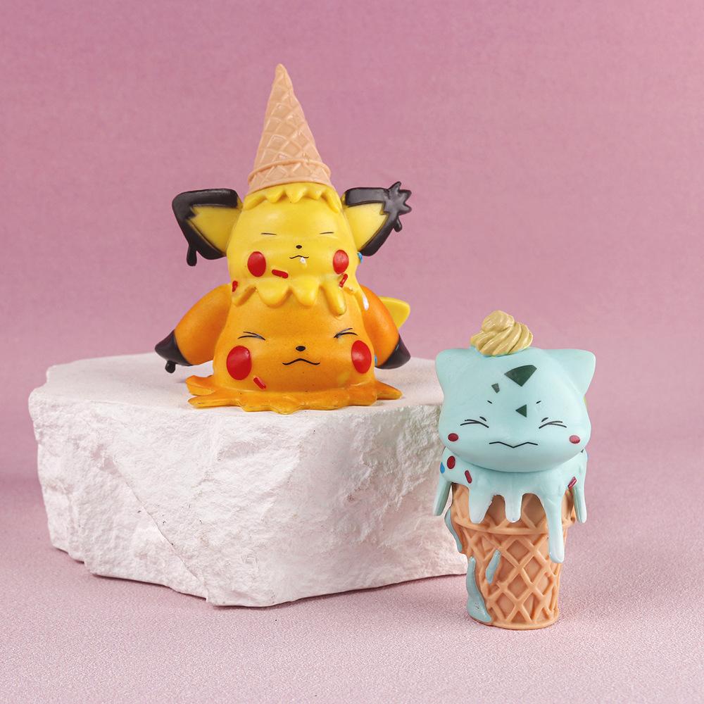 PokéMon Pocket Monster Ice Cream Anime Figurine Bulbasaur Snorlax Pokemon Collection Model Doll Desktop Decoration Toy Kids Gift