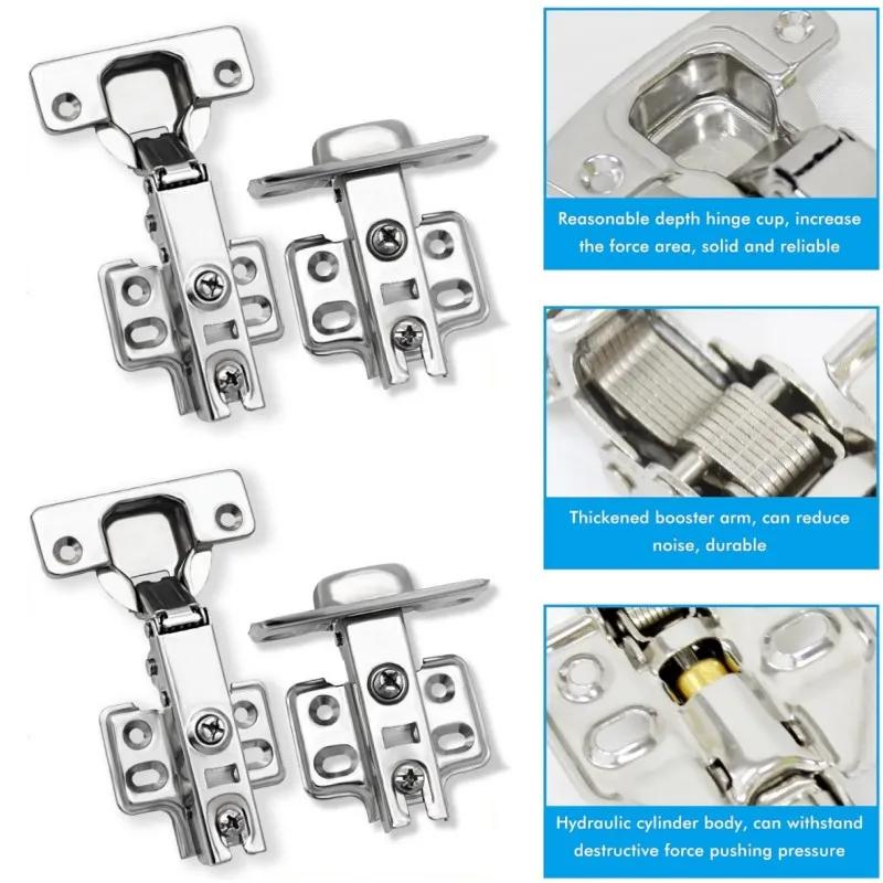 ZEXEF 1-4PCS Cabinet Hinges Stainless Steel Hydraulic Door Hinge Damper Buffer Soft Closing for Kitchen Cupboard Furniture