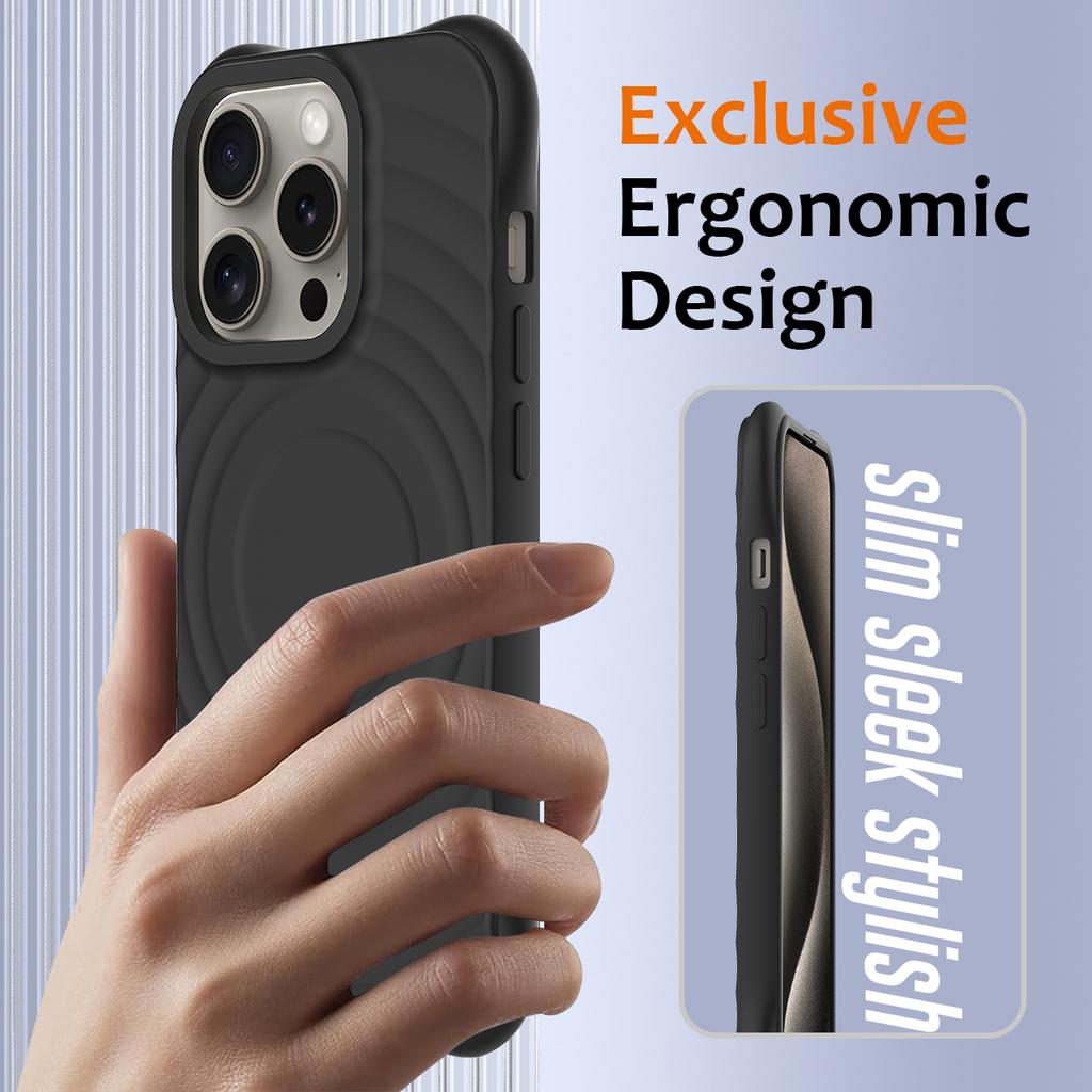 For iPhone 13 Pro Max Magnetic Case Textured Liquid Silicone Phone Case with Strap
