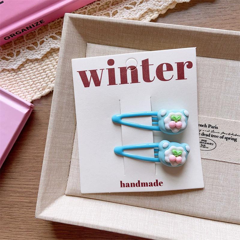 2pcs/set Cute Fruit Hair Clip for Kids Strawberry Hairclip Girls Elastic Hair Tie Baby Small Hair Rubber Bands Kawaii Hairpin