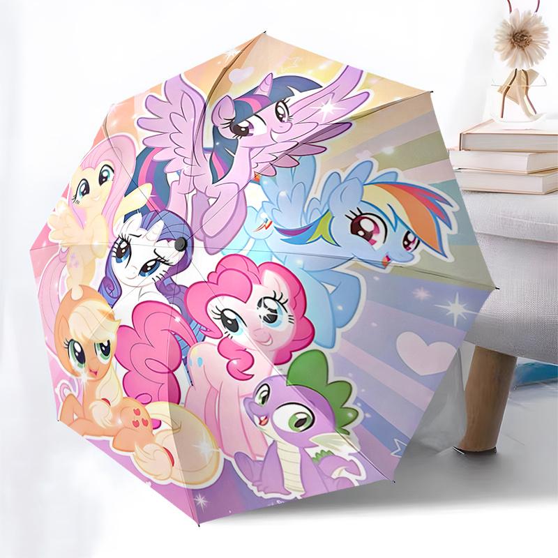 My Little Pony Festival Gift Set: Automatic Opening Umbrella with Foldable Design and Iron Frame for Outdoor Use, Perfect for Fans and Trave