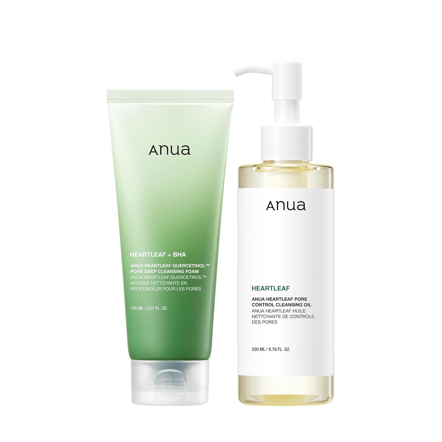 

Anua Heartleaf Pore Control Cleansing Oil 200mL & Heartleaf Quercetinol Pore Deep Cleansing Foam 150mL Set