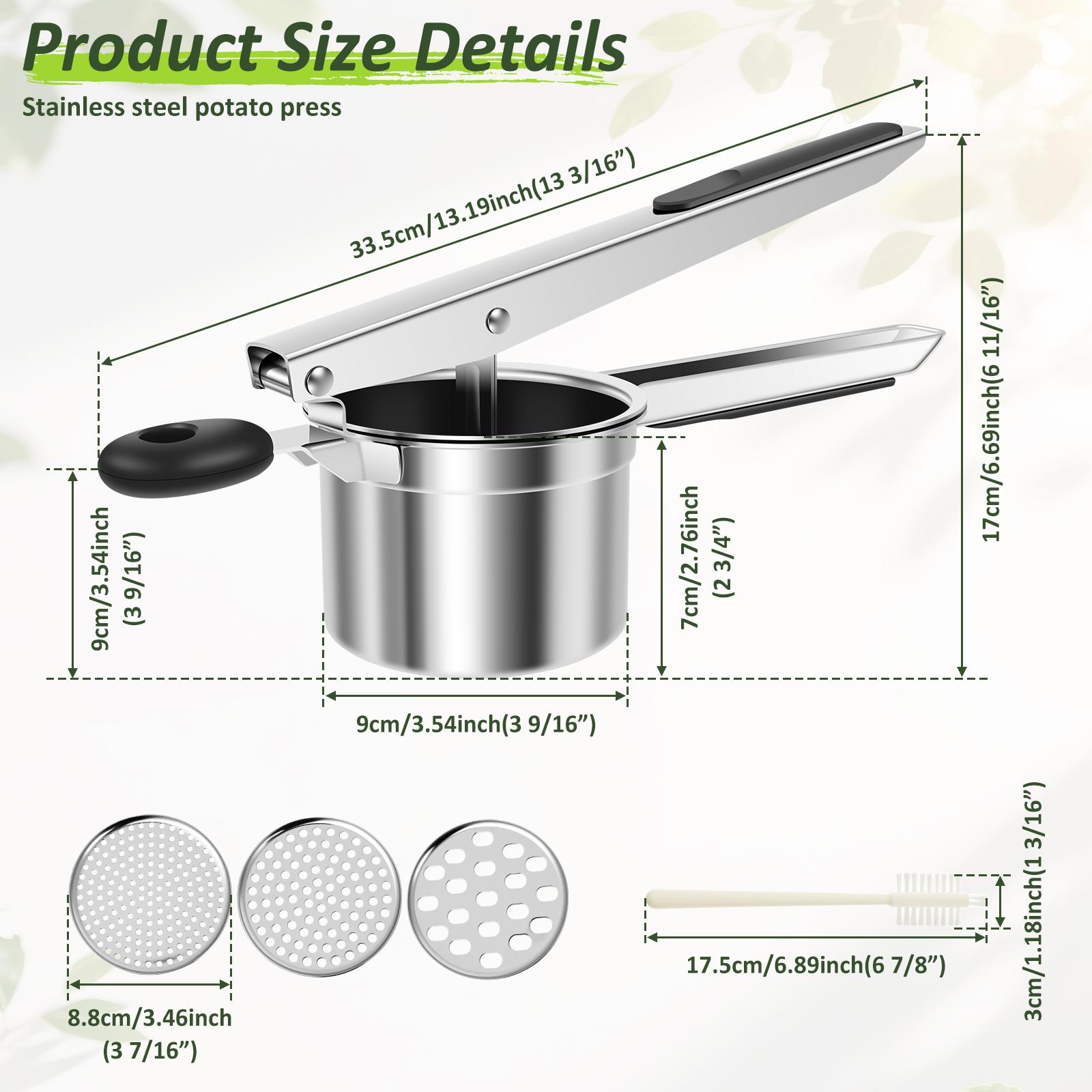 Potato Masher Stainless Steel Manual Potato Ricer Baby Food Crusher Fruit and Vegetable Juicer Kitchen Gadget Mashed Potato Tool серебряный