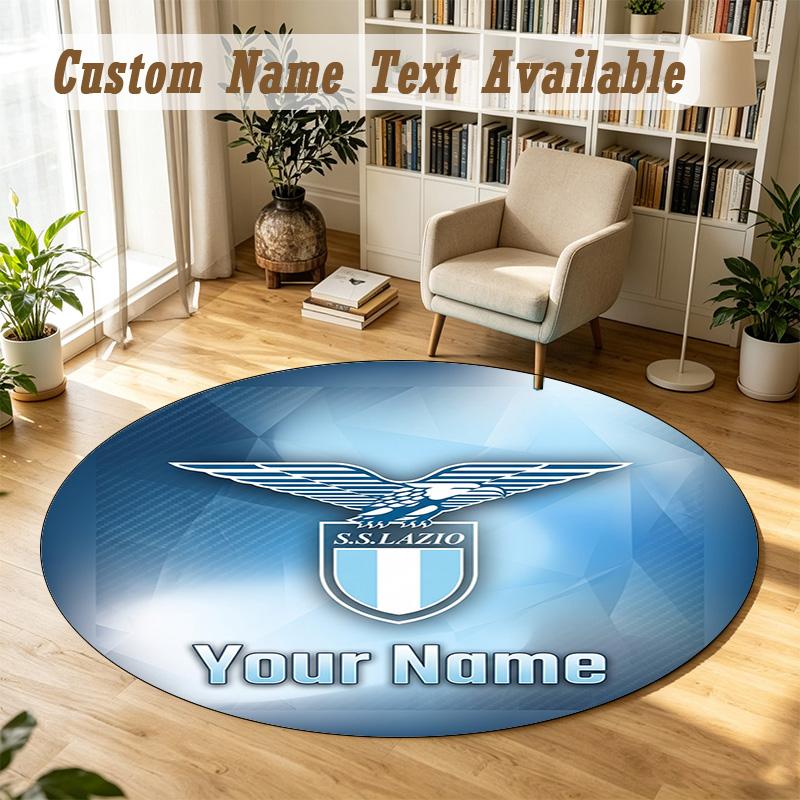 Round Rug Custom NameLazio FC Pattern Non Slip Carpet Home Floor Decor