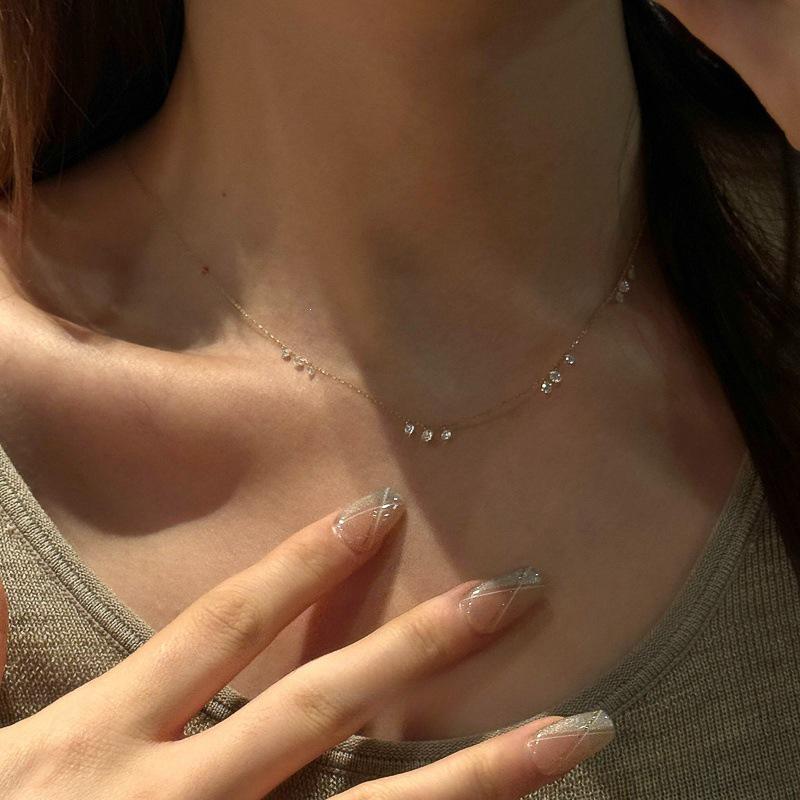 18K Gold-Plated Sterling Silver Water Drop Diamond Pendant Necklace 18K Gold Color