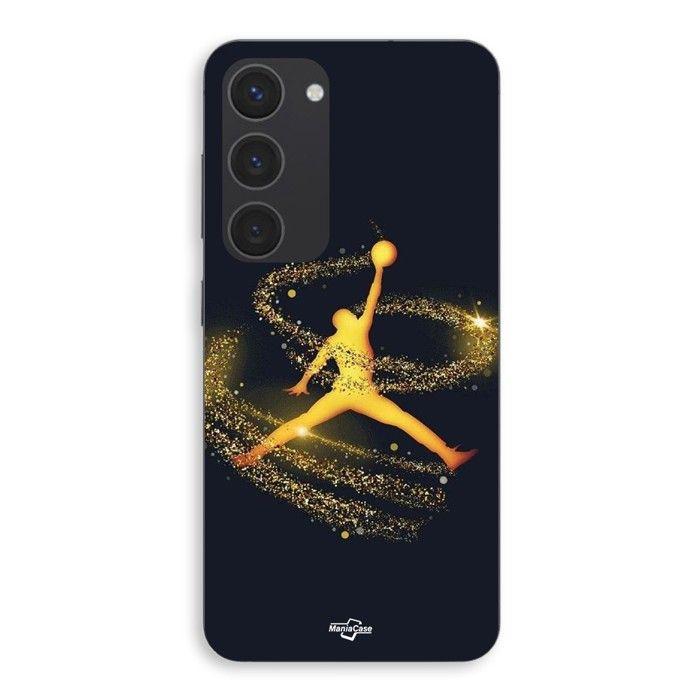 Coque de téléphone - MANIACASE - Samsung Galaxy S23 Plus - Silicone - Poudre filante dorée - Jordan logo