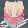 3pcs Women's Physiological Panties L-8XL Leak Proof Menstrual Comfortable Waterproof Plus Size Mid Waist Period Underwear