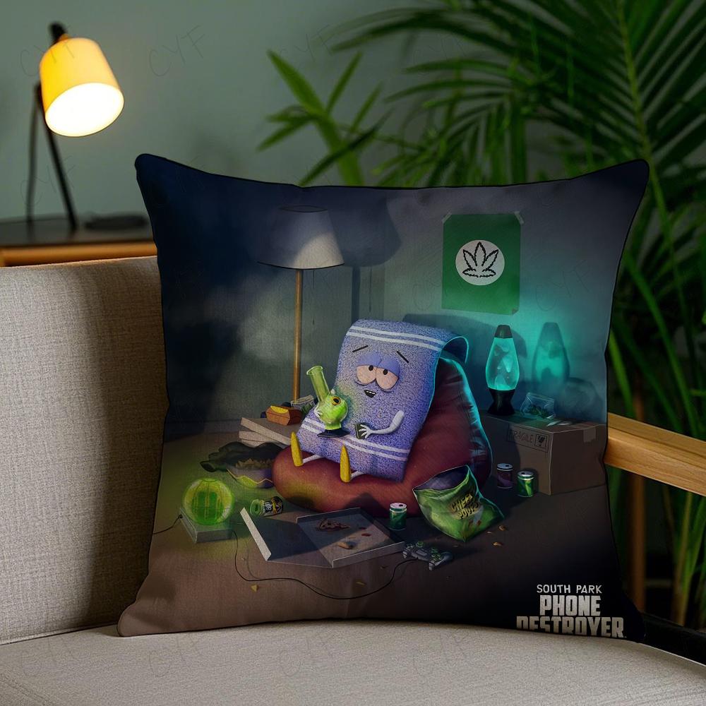 Southpark Handtuch Kissenbezug Anti-Hausstaubmilben Kissenbezug Unsichtbarer Reißverschluss Seidiger Kurzplüsch Sofakissenbezug