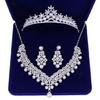 Bridal Wedding Jewelry Set Rhinestones Choker Earrings Crystal Tiara for Wome