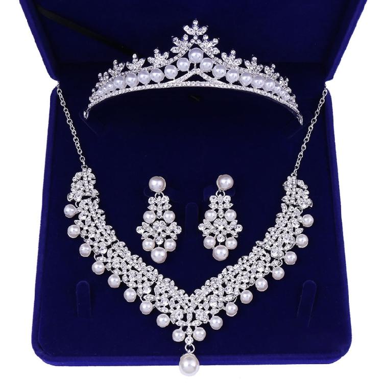 Bridal Wedding Jewelry Set Rhinestones Choker Earrings Crystal Tiara for Wome 1