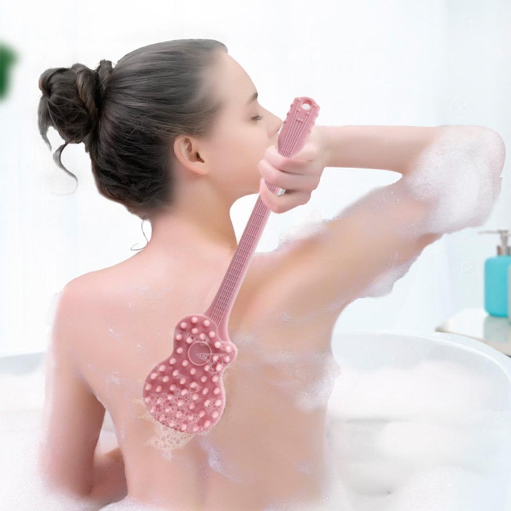 Lightweight Silicone Shower Brush Long Handle Exfoliating Brush Durable Bath Brush  Bathroom