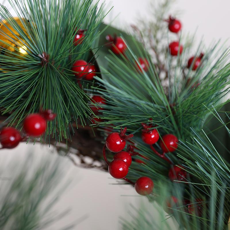 60Cm Pine Needle Garland North American Country Christmas Decorations Door Hanging Bells Leaves Holiday Windows PE