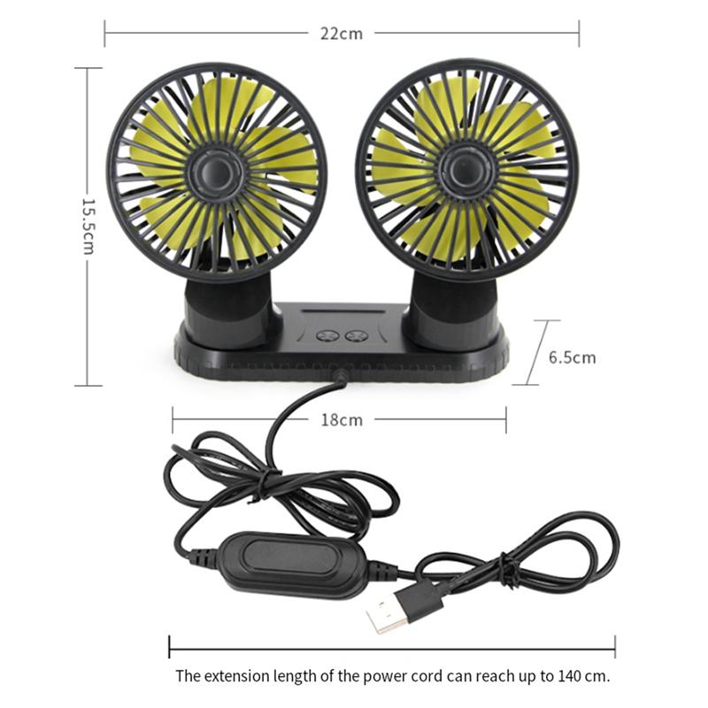 

Adjustable Dual Head Fan For Car – USB Powered, 3-Speed Universal Dashboard Cooling Air Fan