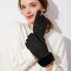 Women's Leather Gloves Touchscreen Black R03