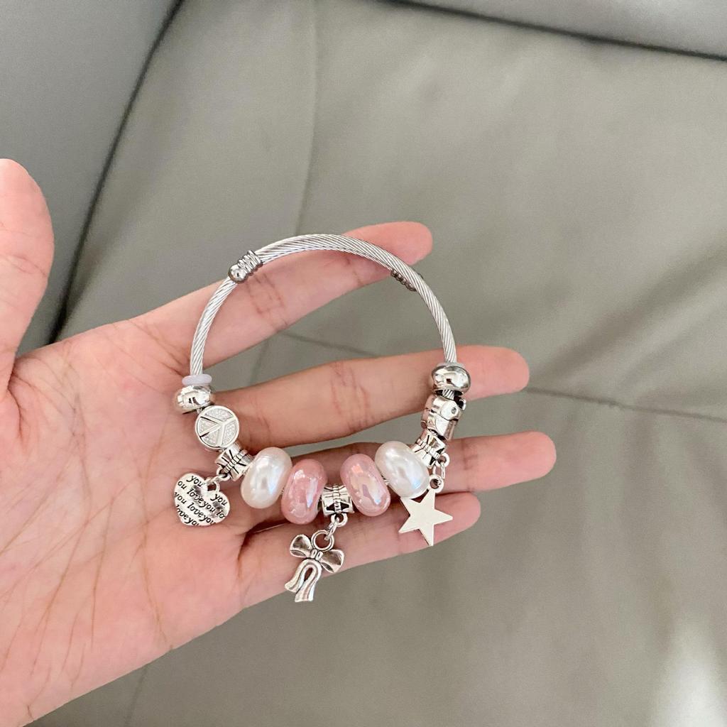 Y2K Millennium Beaded Bracelet: Sweet & Cool, Colorful Korean Style, Girlish Heart Design, Hot Girl Fashion.
