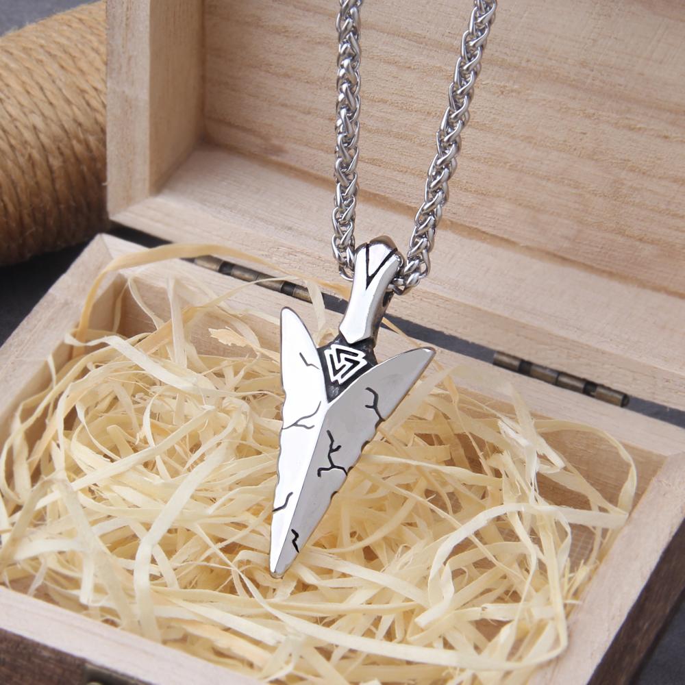Colier Viking pentru Bărbați Oțel Inoxidabil Bijuterii Mitologie Nordică Pandantiv Amuletă Odin Colier Lance Vikingă