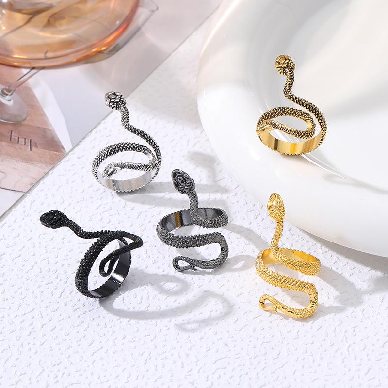 

New fashion personality exaggerated snake ring, retro punk hip hop zodiac snake ring